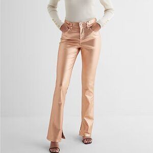 Nwt EXPRESS Mid Rise Metallic Coated Skyscraper Jeans Rose Gold Size 2R